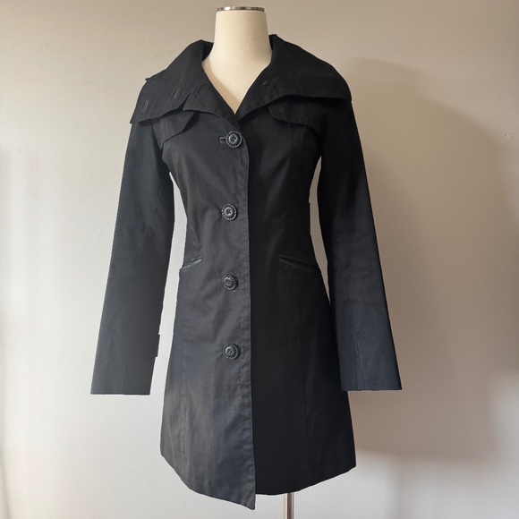 Mackage Black Trench Coat - Picture 1 of 14